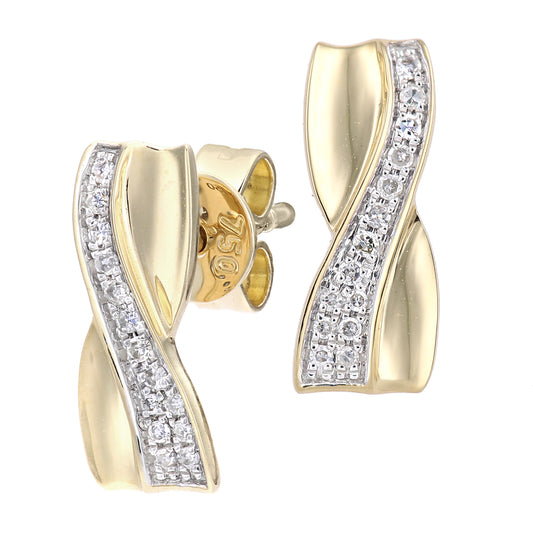 18ct Gold  Round 8pts Diamond Kiss Drop Earrings - DE1AXL624Y18