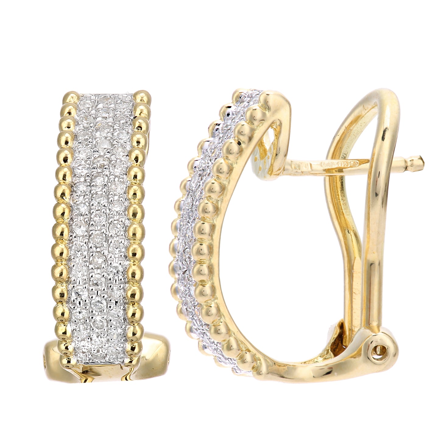 18ct Gold  1/4ct Diamond Bead Edge Ribbon Eternity Drop Earrings - DE1AXL627Y18