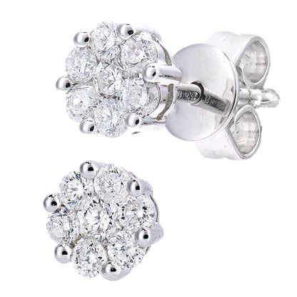 18ct White Gold  Round 1/3ct Diamond Cluster Stud Earrings - DE1AXL635W18