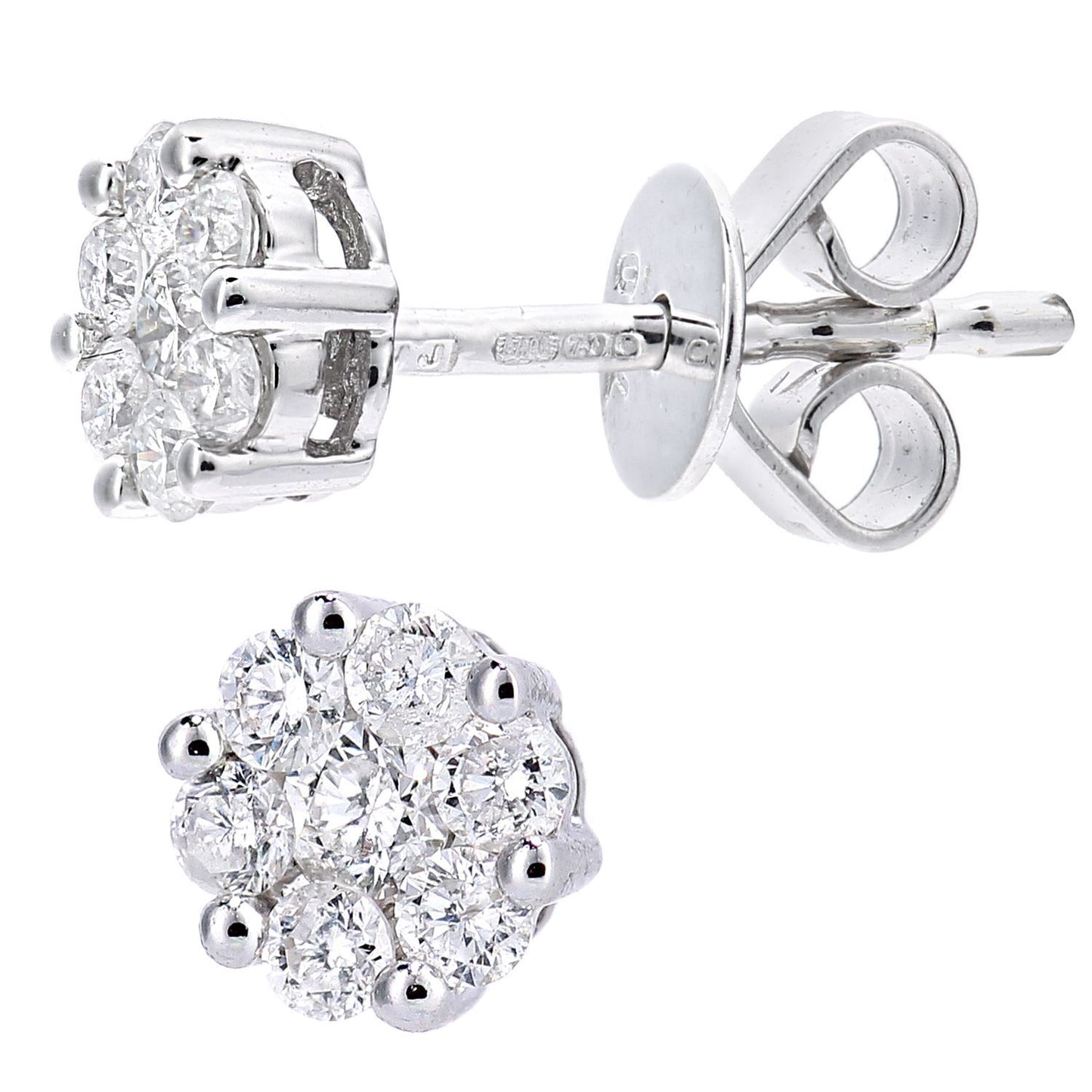 18ct White Gold  Round 1/3ct Diamond Cluster Stud Earrings - DE1AXL635W18