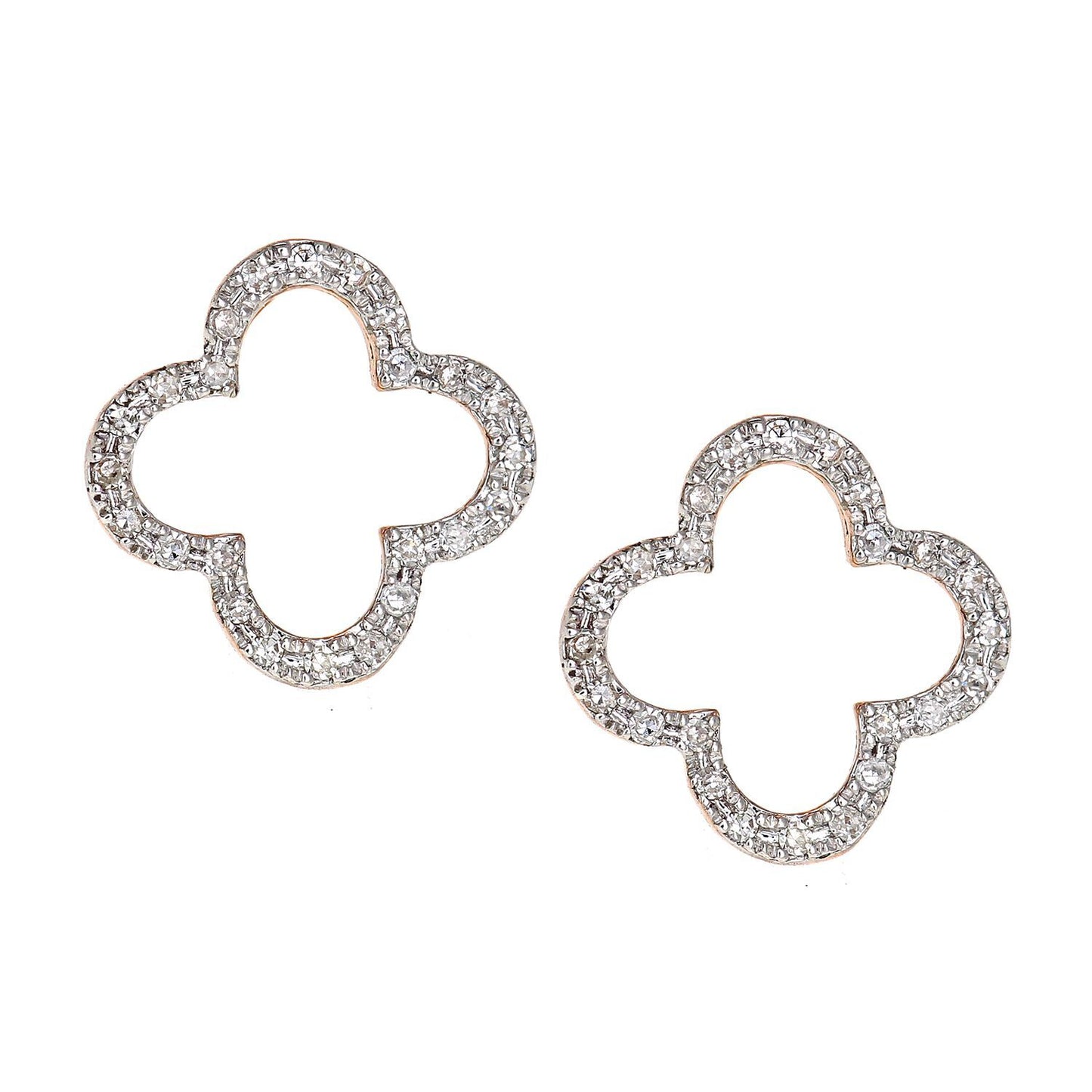 9ct Rose Gold  Round 10pts Diamond Flower Drop Earrings - DE1AXL636R