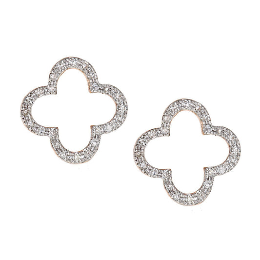 9ct Rose Gold  Round 10pts Diamond Flower Drop Earrings - DE1AXL636R