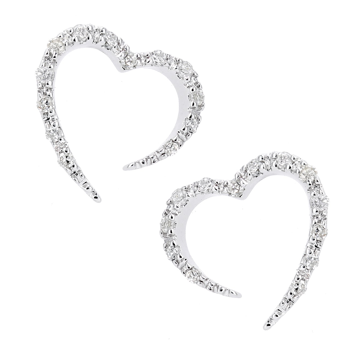 9ct White Gold  Round 10pts Diamond Heart Drop Earrings - DE1AXL644W