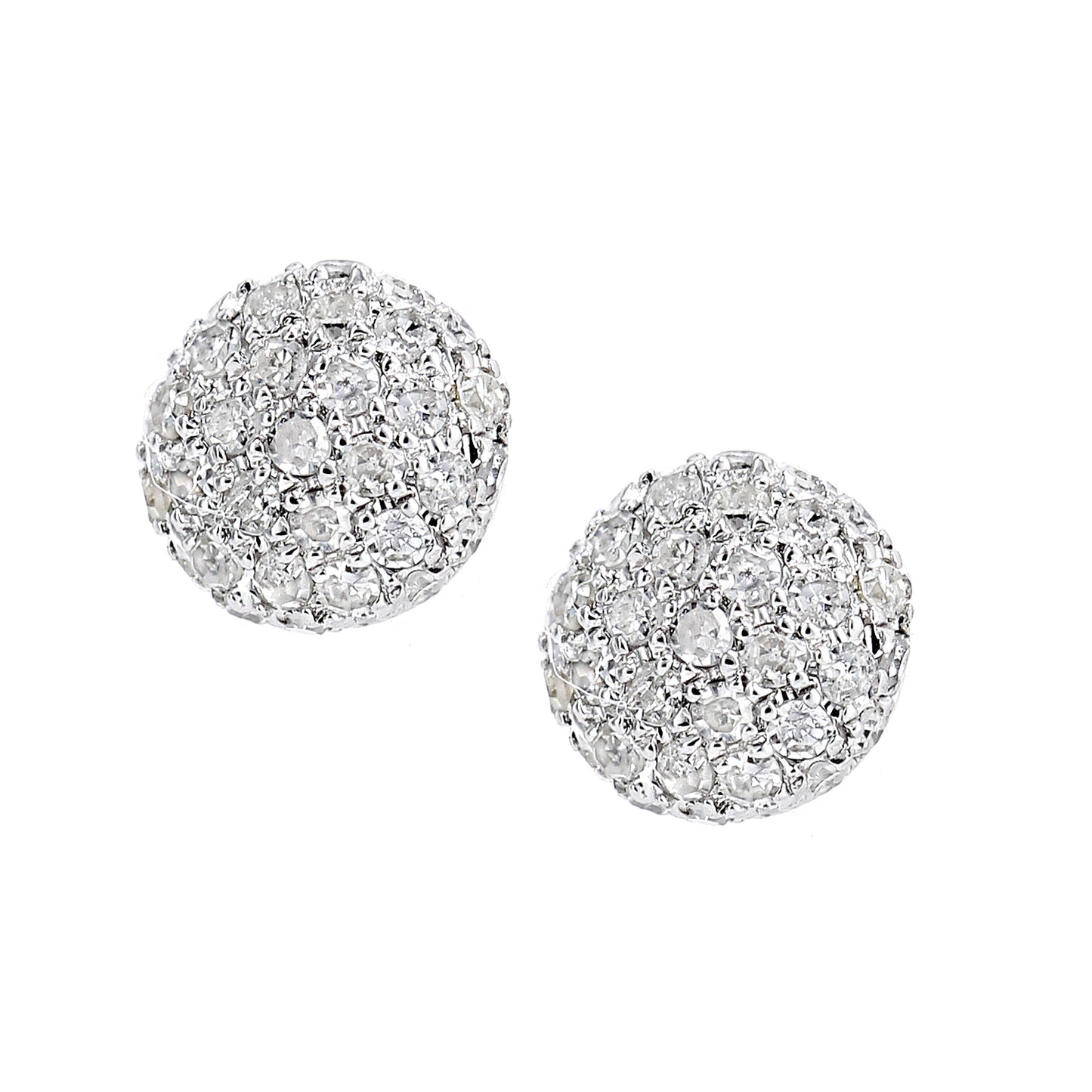 9ct White Gold  Round 20pts Diamond Halo Stud Earrings - DE1AXL645W