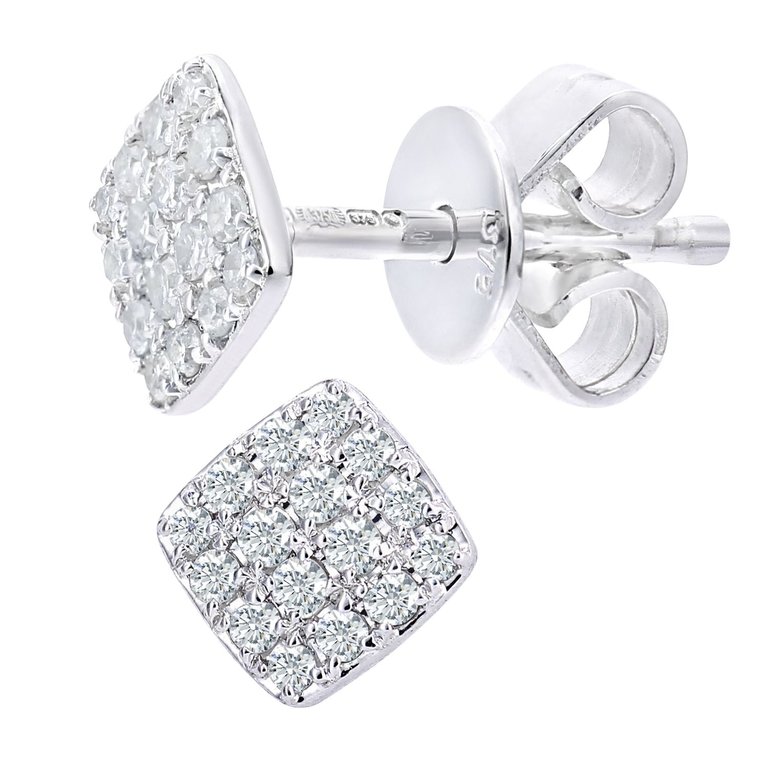 9ct White Gold  Round 15pts Diamond Halo Stud Earrings - DE1AXL646W