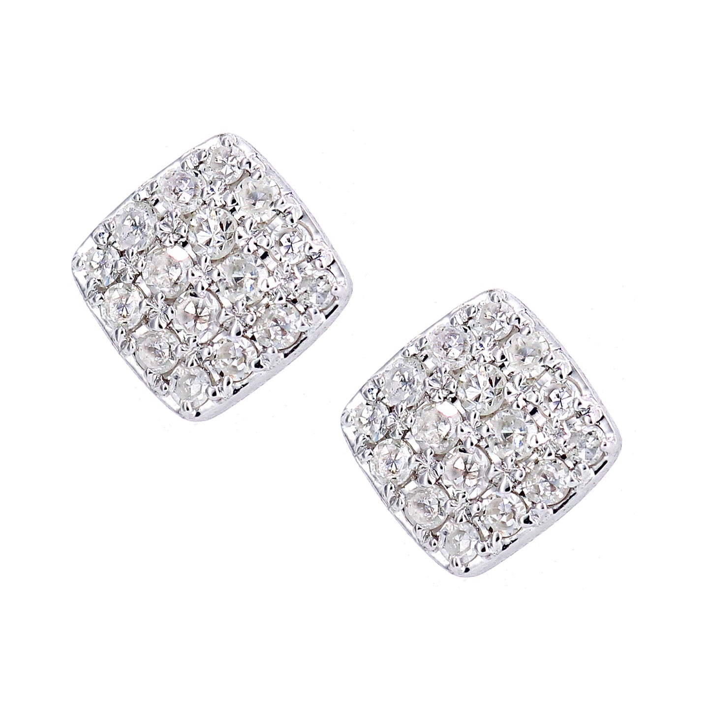 9ct White Gold  Round 15pts Diamond Halo Stud Earrings - DE1AXL646W