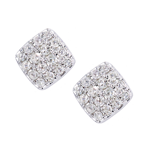 9ct White Gold  Round 15pts Diamond Halo Stud Earrings - DE1AXL646W