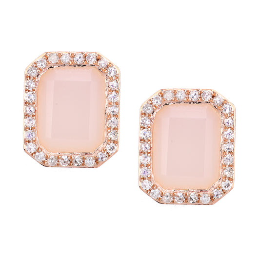 9ct Rose Gold  0.3ct Diamond Octagon 3.8ct Opal Drop Earrings - DE1AXL677RPOP