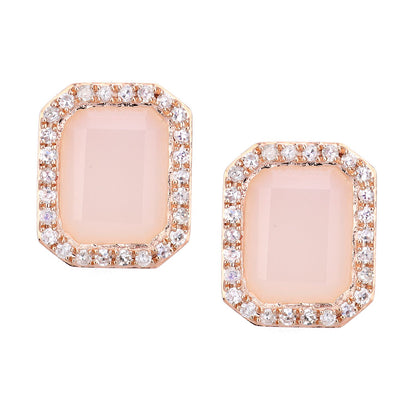 9ct Rose Gold  0.3ct Diamond Octagon 3.8ct Opal Drop Earrings - DE1AXL677RPOP