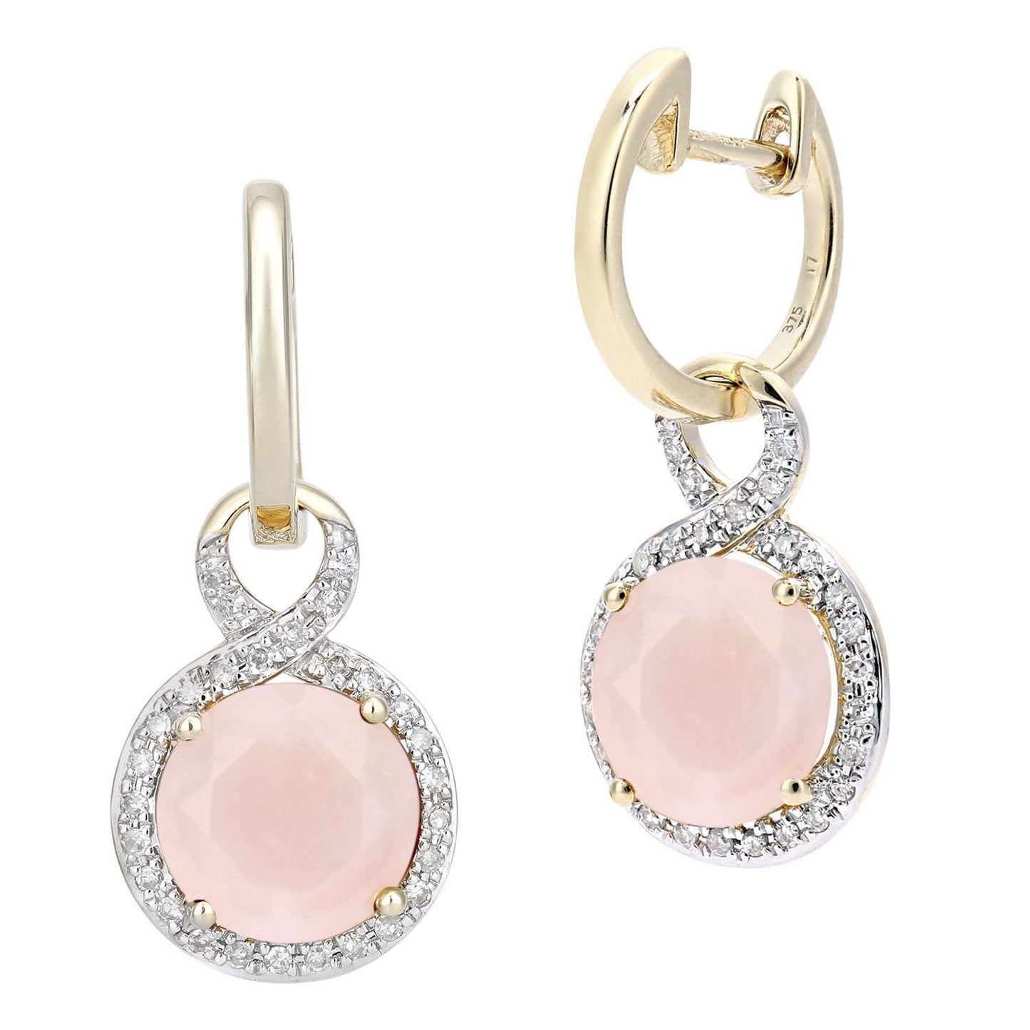 9ct Gold  17pts Diamond 2.6ct Opal Cocktail Drop Earrings - DE1AXL680YPOP