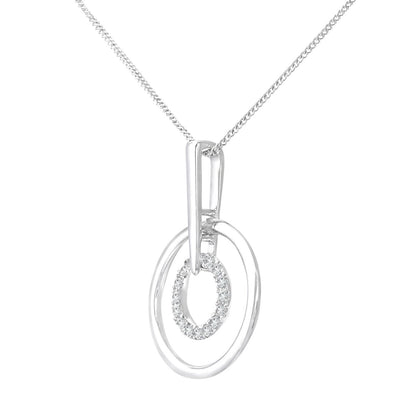 9ct White Gold  Round 5pts Diamond Circle Pendant Necklace 16 inch - DP1AXL124W