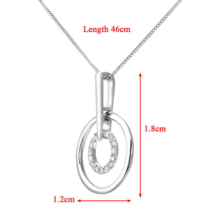 9ct White Gold  Round 5pts Diamond Circle Pendant Necklace 16 inch - DP1AXL124W