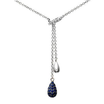 9ct White Gold  Diamond Sapphire Trickling Raindrop Necklace 16" - DP1AXL126WSA