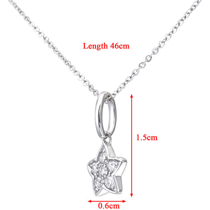 9ct White Gold  Round 7pts Diamond Star Pendant Necklace 16 inch - DP1AXL127W