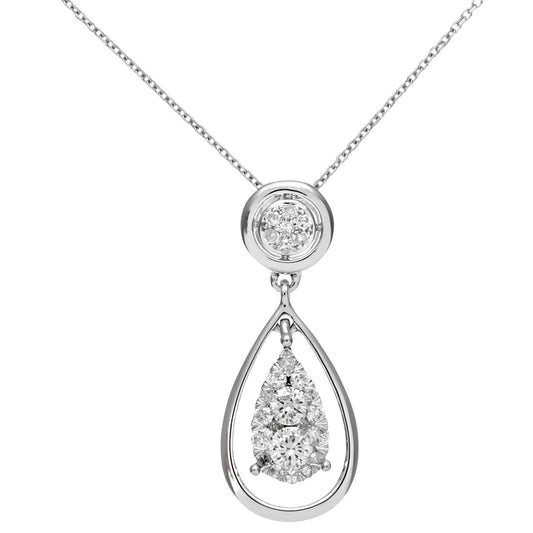 9ct White Gold  1/4ct Diamond Teardrop Pendant Necklace 16 inch - DP1AXL408W