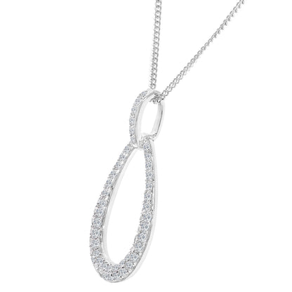 18ct White Gold  22pts Diamond Teardrop Pendant Necklace 16 inch - DP1AXL518-18KW