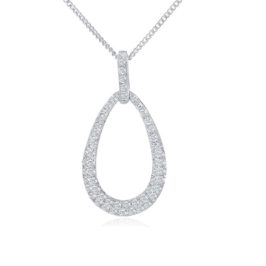 18ct White Gold  22pts Diamond Teardrop Pendant Necklace 16 inch - DP1AXL518-18KW