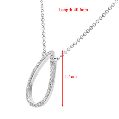 9ct White Gold  10pts Diamond Teardrop Pendant Necklace 16 inch - DP1AXL521W