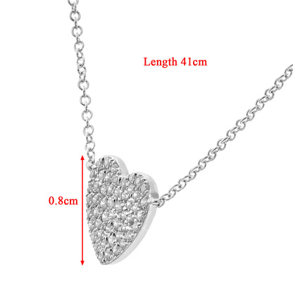 9ct White Gold  Round 15pts Diamond Heart Pendant Necklace 16 inch - DP1AXL522W