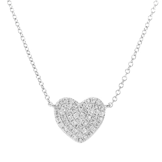 9ct White Gold  Round 15pts Diamond Heart Pendant Necklace 16 inch - DP1AXL522W