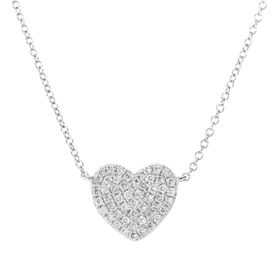 9ct White Gold  Round 15pts Diamond Heart Pendant Necklace 16 inch - DP1AXL522W
