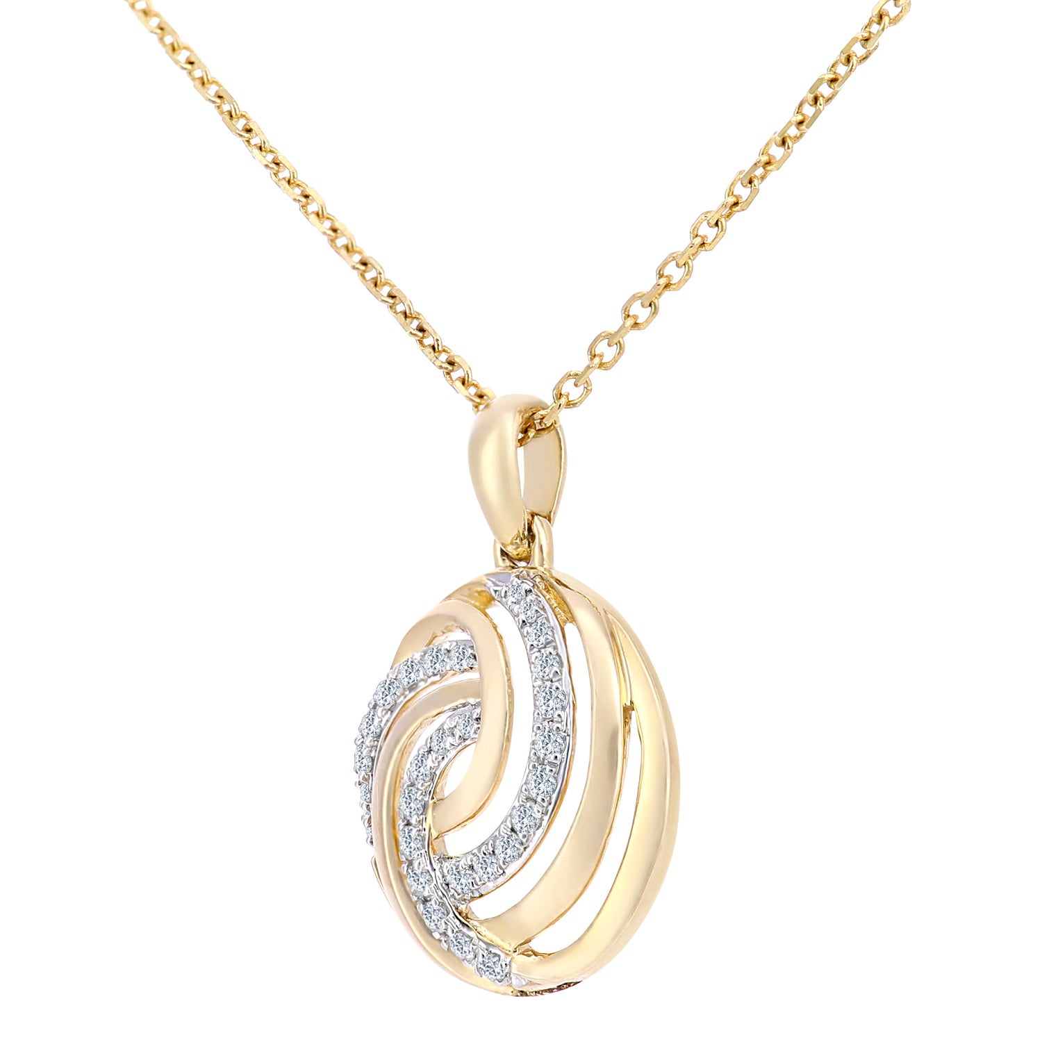 9ct Gold  Round 8pts Diamond Circle Pendant Necklace 16 inch - DP1AXL621Y