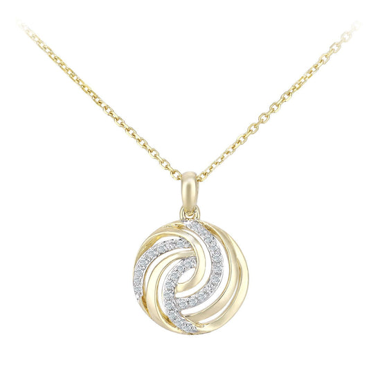9ct Gold Round 8pts Diamond Circle Pendant Necklace 16 inch - DP1AXL621Y