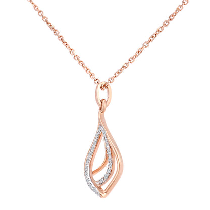 9ct Rose Gold  5pts Diamond Teardrop Pendant Necklace 16 inch - DP1AXL622R