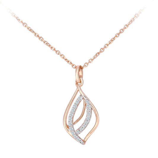 9ct Rose Gold  5pts Diamond Teardrop Pendant Necklace 16 inch - DP1AXL622R