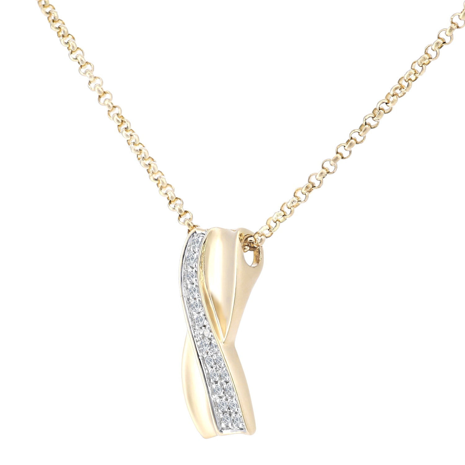 18ct Gold  Round 5pts Diamond Kiss Pendant Necklace 16 inch - DP1AXL624Y18