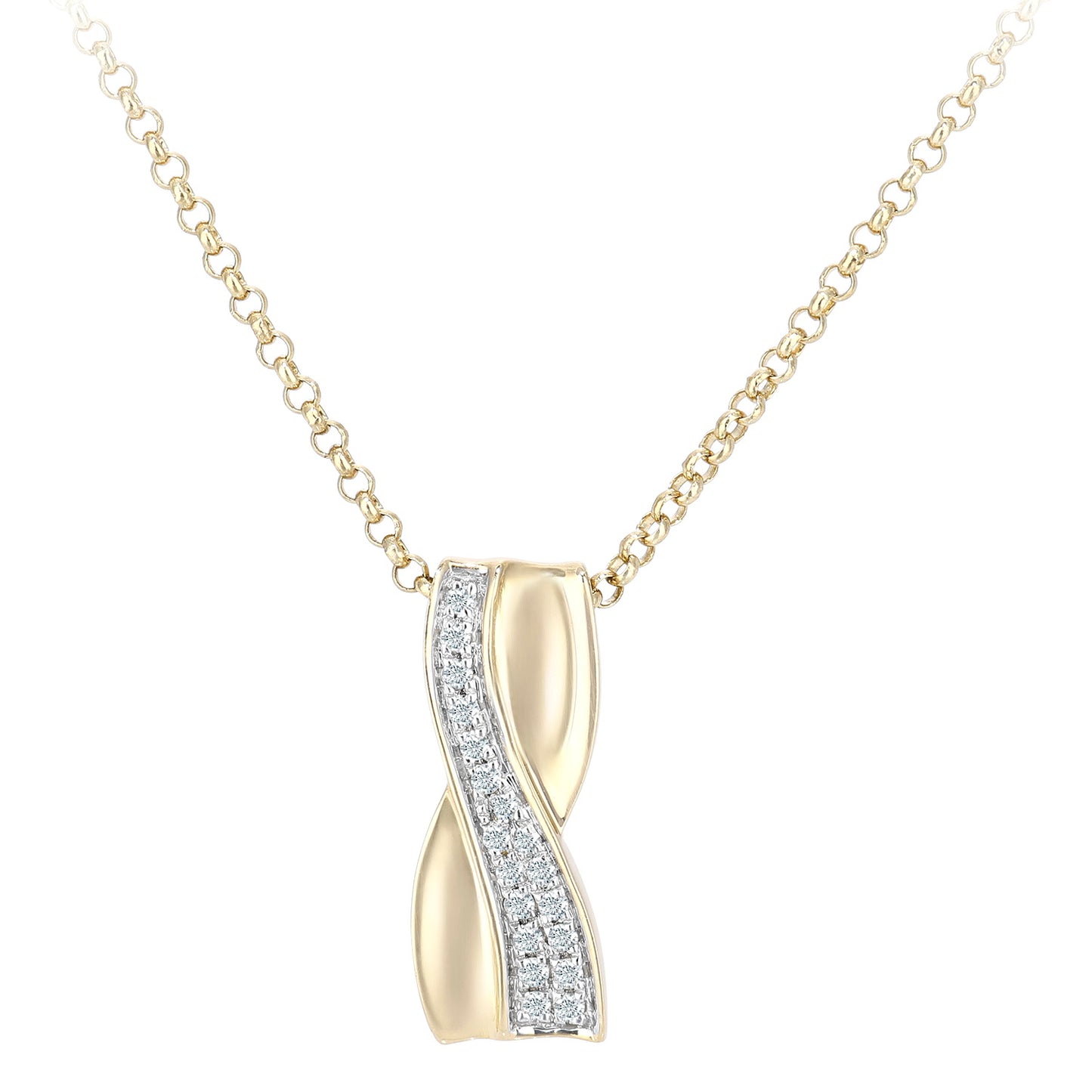 18ct Gold  Round 5pts Diamond Kiss Pendant Necklace 16 inch - DP1AXL624Y18