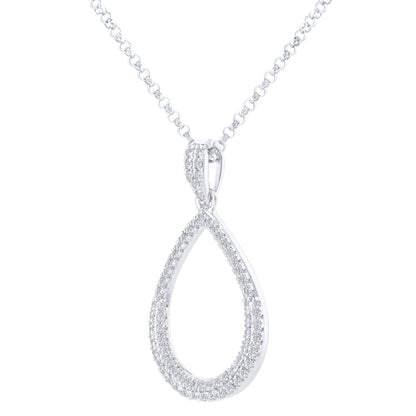 18ct White Gold  20pts Diamond Teardrop Pendant Necklace 16 inch - DP1AXL625W18