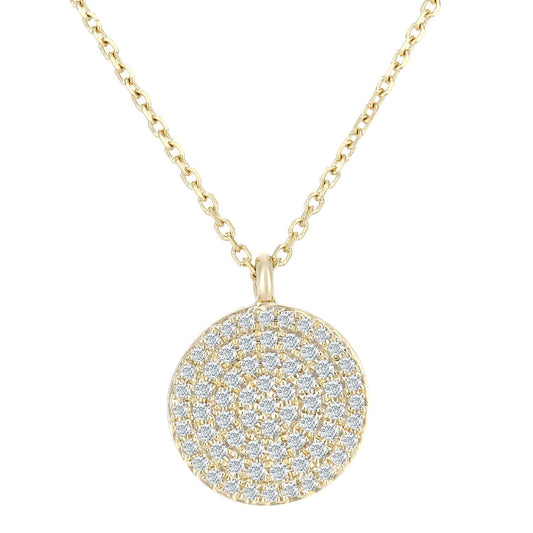 9ct Gold Round 20pts Diamond Halo Pendant Necklace 16 inch - DP1AXL637Y