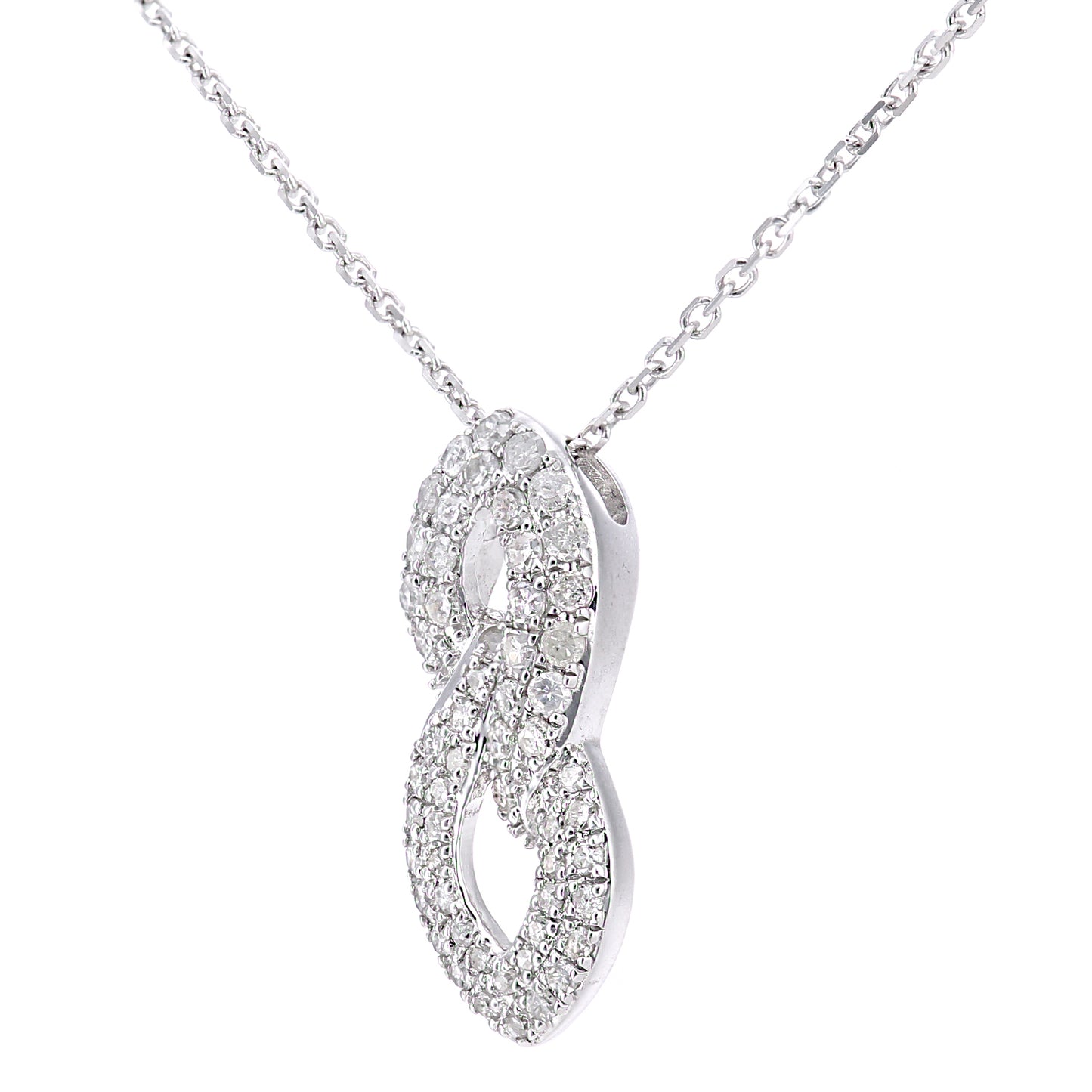 9ct White Gold  22pts Diamond Infinity Pendant Necklace 16 inch - DP1AXL638W