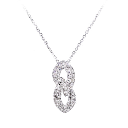 9ct White Gold  22pts Diamond Infinity Pendant Necklace 16 inch - DP1AXL638W