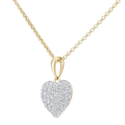 18ct Gold  Round 1/2ct Diamond Heart Pendant Necklace 16 inch - DP1AXL658Y18