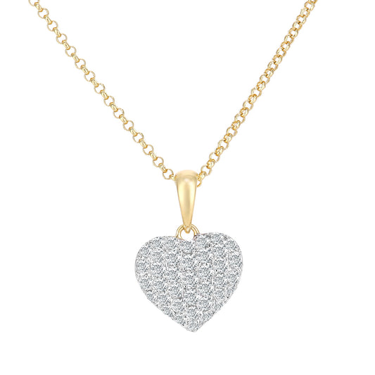 18ct Gold  Round 1/2ct Diamond Heart Pendant Necklace 16 inch - DP1AXL658Y18