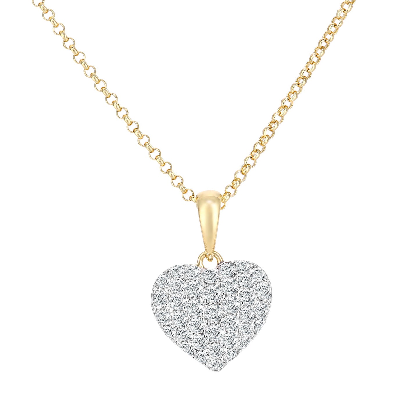 18ct Gold  Round 1/2ct Diamond Heart Pendant Necklace 16 inch - DP1AXL658Y18