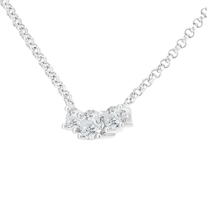 18ct White Gold  15pts Diamond Trilogy Lavalier Necklace 16 inch - DP1AXL664W18