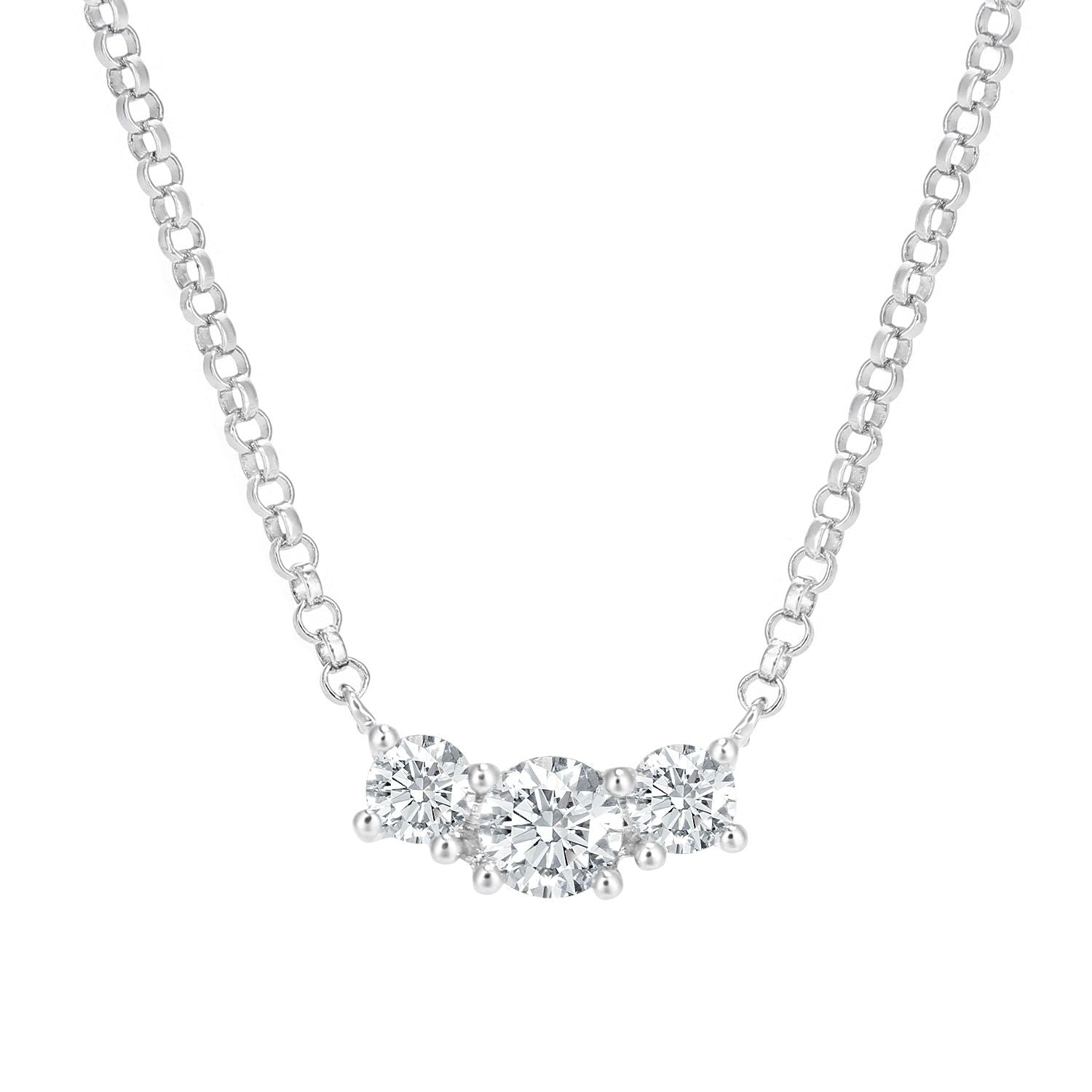 18ct White Gold  15pts Diamond Trilogy Lavalier Necklace 16 inch - DP1AXL664W18