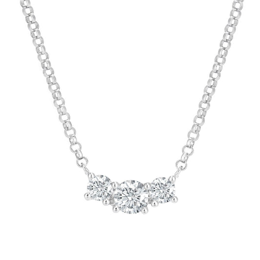 18ct White Gold  15pts Diamond Trilogy Lavalier Necklace 16 inch - DP1AXL664W18