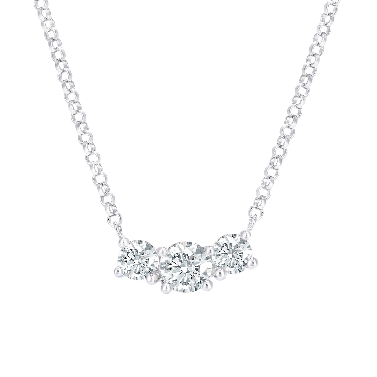 18ct White Gold  20pts Diamond 20pts Trilogy Lavalier Necklace 16" - DP1AXL665W18