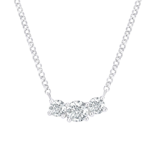 18ct White Gold  20pts Diamond 20pts Trilogy Lavalier Necklace 16" - DP1AXL665W18
