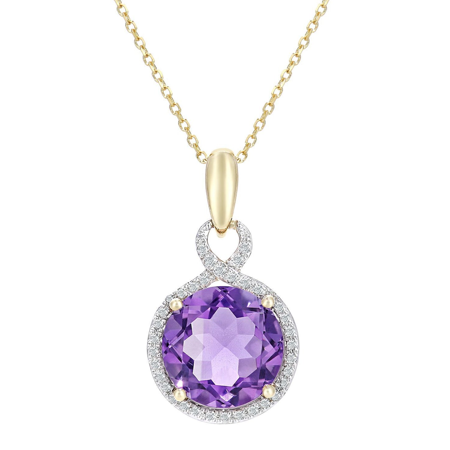 9ct White Gold  8pts Diamond 3.5ct Amethyst Pendant Necklace 16" - DP1AXL680WAM