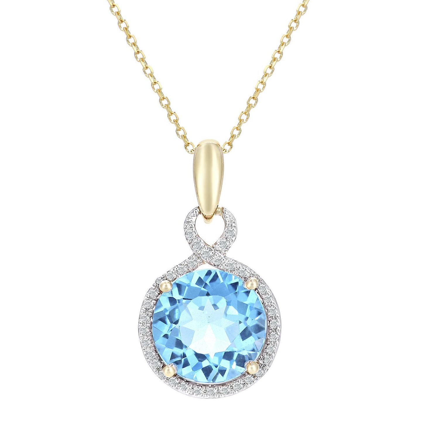 9ct White Gold  8pts Diamond 5.75ct Blue Topaz Necklace 16" - DP1AXL680WBT