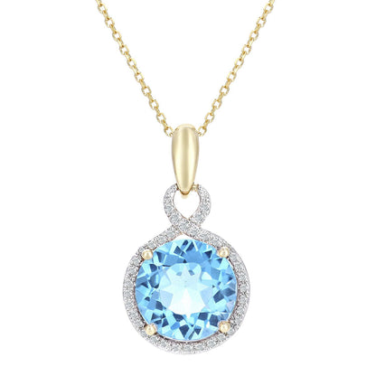 9ct White Gold  8pts Diamond 5.75ct Blue Topaz Necklace 16" - DP1AXL680WBT