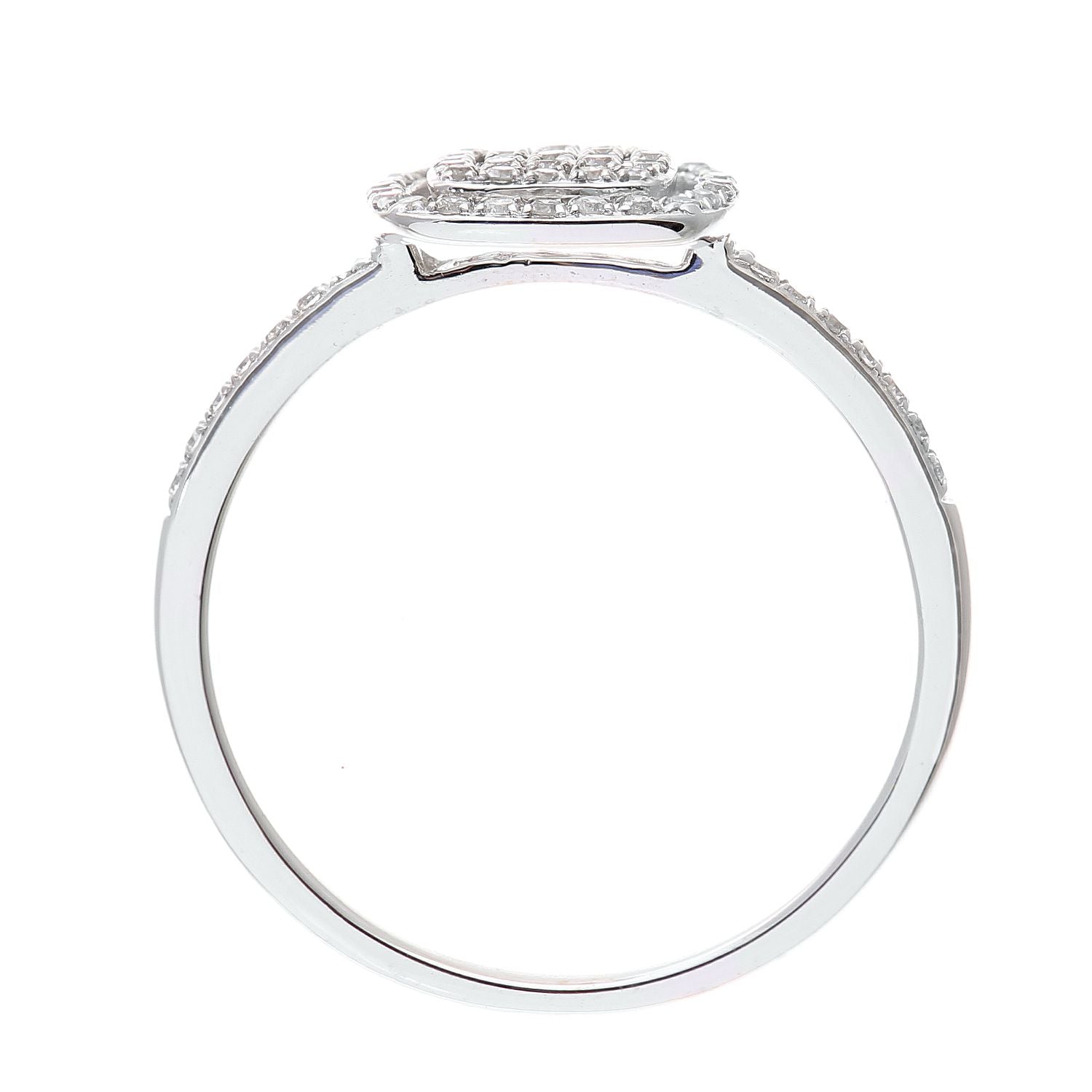 18ct White Gold  1/4ct Diamond Square Cushion Pave Halo Ring - DR1AXL50418KW