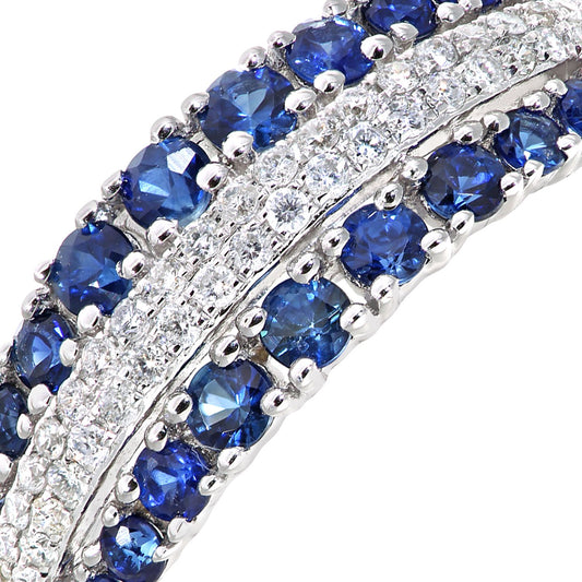 9ct White Gold  Diamond 0.9ct Sapphire Split Sea Eternity Ring 2mm - DR1AXL512WSA