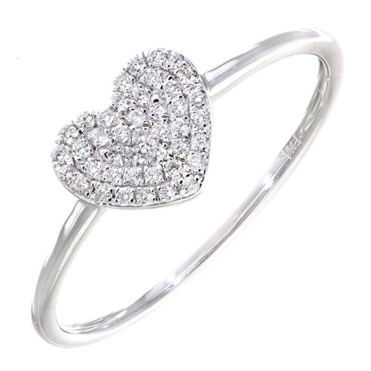 18ct White Gold  Round 12pts Diamond Pave Heart Cluster Ring - DR1AXL51418KW