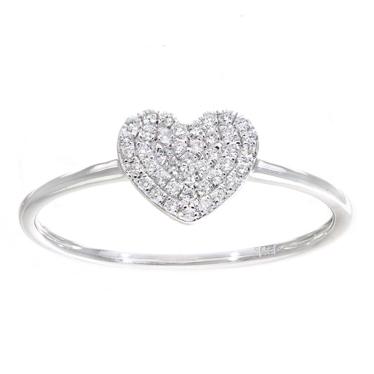 18ct White Gold  Round 12pts Diamond Pave Heart Cluster Ring - DR1AXL51418KW